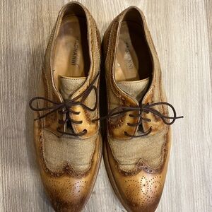 MAGNANNI Men's Tan Leather Wingtips